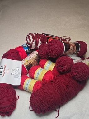 Assorted Red Yarn Bundle - Mixed Shades Of Red & Or Burgundy